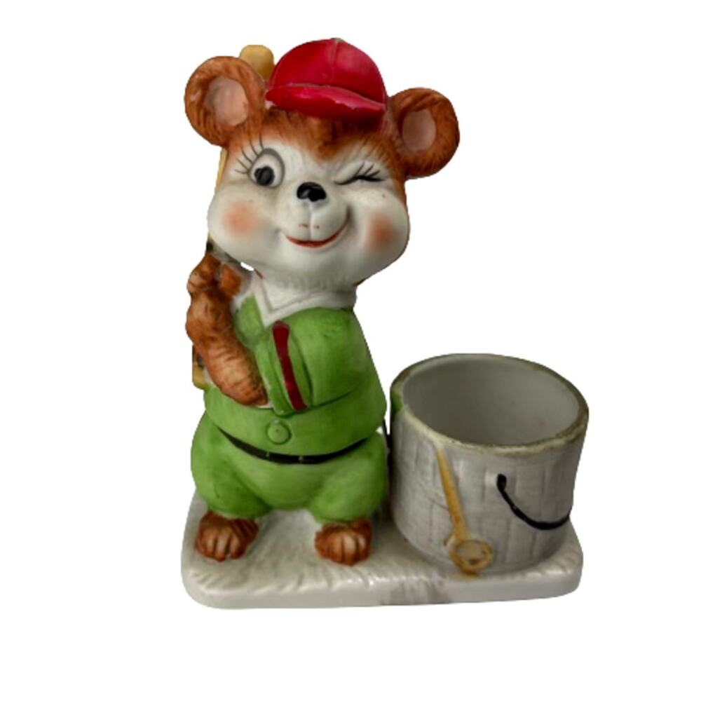 Vintage 1970's Jasco Luvkin Critters Ceramic Baseball Candle Holder, 1979